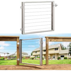 Outdoor Gate Integrated Welding Cable Railing Gate for Wood Metal Cable Railing System Stainless Steel Fence Gate (Right Hand in Swing, Slivery)