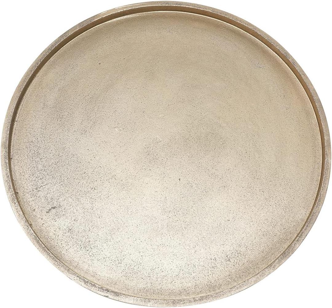 DN DECONATION Gold Tray, Large Decorative Trays for Coffee Table, Ottoman, Farmhouse Tray, Round Wooden Trays for Living Room Decor (15", 15'' Worn Gold)