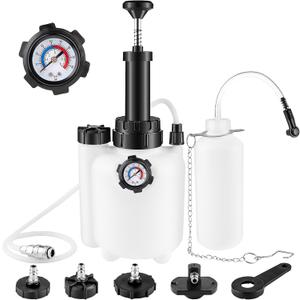 3L Manual Brake Bleeder Kit, One Person Brake Bleed Vacuum Pump with 1L Brake Fluid Bleed Bottle and 4 Master Cylinder Adapters, Suitable for Most Vehicles