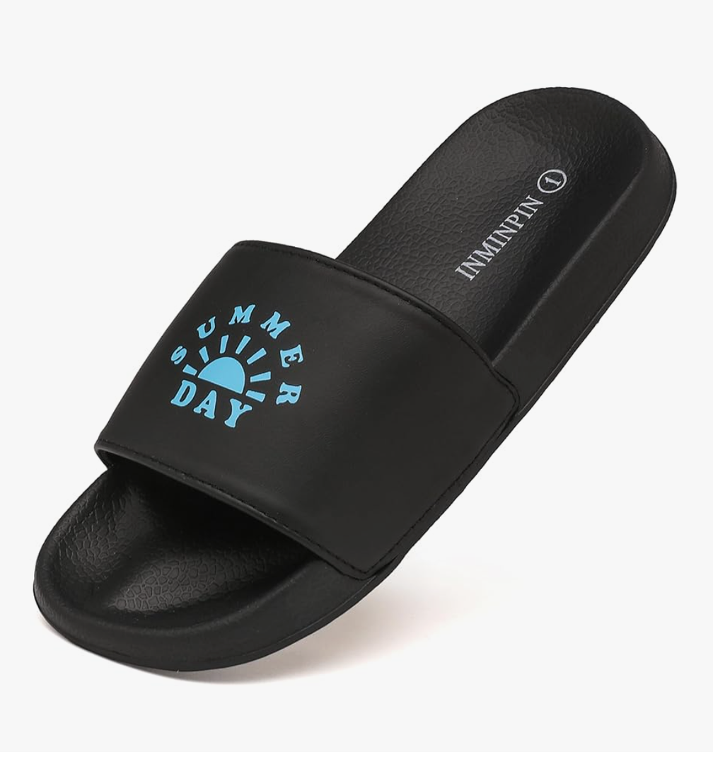 INMINPIN Kids Boys Girls Slides Sandals Comfort Non-Slip Beach Pool Shower Shoes Indoor Outdoor (Little Kid/Big Kid) 4 Big Kid