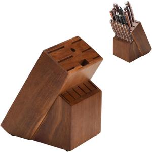 Wood Kitchen Knife Block, Universal Kitchen Knife Holder Kitchen Knife Storage Rack 14 Slots Knife Holder (Brown)