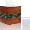 Square Wooden Tissue Box, Handmade Ebony Wood Tissue Box, Bottom Slide-Out with Magnetic Closure, Dark Decorative Tissue Holder Suitable for Living Room, Lounge, Bathroom, Office