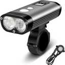 RAVEMEN PR1400 Rechargeable Bike Light, 1400 Lumens Light for Bike with Dual Lens, LED Display, IPX8 Waterproof Bike Front Light for Mountain Biking, Night Riding