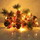 HooYL Pine Garlands Battery Operated Garland Lights 6.5FT 20LEDs Christmas Garland with Lights Red Berry and Pine Cone Xmas Tree Garland Indoor Decoration Warm Lights for Holiday Party Home Decor