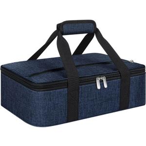 Insulated Casserole Carrier, Portable Casserole Carrier for Hot or Cold Food Lunch Tote Warmer or Cooler Bag, Lasagna Lunch Bag for Potluck Parties- Fits 9" x 13" Baking Dish-Navy blue