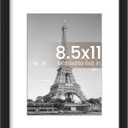 Upsimples 8.5 By 11 Picture Frame, Display Pictures 6x8 with Mat or 8.5 x 11 Without, Wall Hanging Photo Frames, Black, 1 Pack
