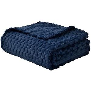 FY FIBER HOUSE Fleece Throw Blanket for Couch 300GMS Super Soft Plush Fuzzy Blankets and Throws for Sofa Bed Office, 40x50 Inches, Navy