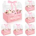 Noxglory 6 Set Mother Day Cake and Flower Clear Boxes Portable Clear Gift Box for Cake Flower Pack Together Transparent Gift Packaging with Ribbon for Mother Day Mom Wife Party