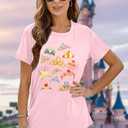 LAZYCHILD Magical Shirts for Women: Magic Kingdom T-Shirt Princess Bow Shirt Family Vacation Holiday Short Sleeve Tops Pink (Pink, M)