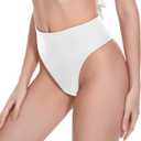 Kepblom Women's Thong Rave Bottoms High Waisted Bikini Bottom High Cut Panties for Dance Festival (White, L)