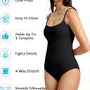 Beautikini Period Swimwear One Piece Leakproof Swimsuit Menstrual Tummy Control Bathing Suit for Teens Girls and Women (Black, M)