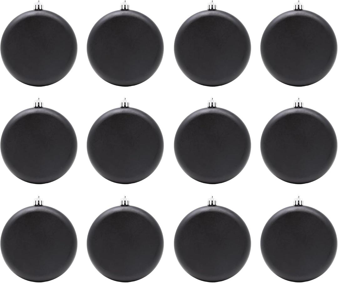 SLEETLY 4" 12pk Blank DIY Christmas Ornaments for Crafts to Personalize, Make Your Own Ornament for Kids and Adults, Drawing, Stickers, Plain Paintable Flat Disc to Decorate, Stencils, Matte Black