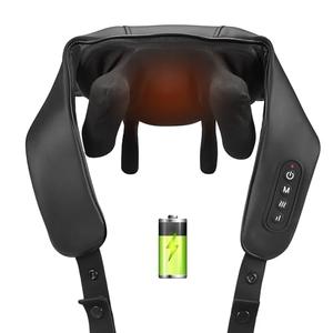 Cordless Shiatsu Neck Back Massager with Soothing Heat, USB C Rechargeable Deep Tissue 6D Kneading Electric Massage for Muscle Pain Relief, Lightweight and Hand-Free for Home, Office, and Car Use