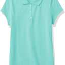The Children's Place Girl's Short Sleeve Ruffle Pique Polo Shirt (Green, L)