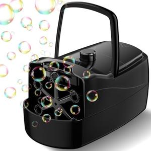 Bubble Machine - 18000+ Bubbles Per Minute, 2 Speed Settings, Battery/USB Powered Outdoor Bubble Blower for Toddlers, Birthday Parties, Weddings (Black)