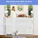 Retractable Baby Gates with Cat Door 80" Wide Retractable Dog Gate with Pet Door Outdoor Retractable Gate for Dogs Retractable Pet Gate with Door Mesh Baby Gate Retractable Mesh Dog Gate (White)