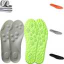 Pickleball Insoles, Insoles Men & Women, 4D Anti-Slip Prevent Foot Odor Providing Shock Absorption and Cushioning Memory Foam Insole (Grey-Green(Buy 2get 4), Men10/Women11.5)