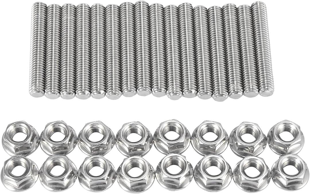 X AUTOHAUX 16pcs Stainless Steel Exhaust Manifold Bolt Stud Hardware for Ford 4.6 5.4 Liter V8 2 Manifolds