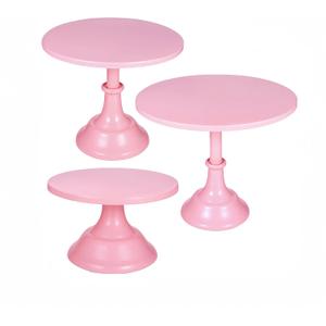 3 Pcs Metal Cake Stand Set 8/10/12 inch Dessert Table Display Perfect for Baby Shower Wedding Birthday(Pink)