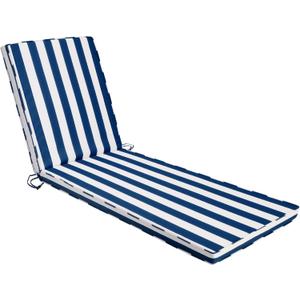 Chaise Lounge Cushions Outdoor, 71"x22"x3" Patio Lounge Chair Furniture Cushions with Washable Covers for Pool, Patio, Lawn (Blue+White Stripes, 1 Pcs)