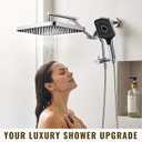 13-Inch Shower Heads with Multi-Function Handheld Sprayer Combo, 3-Way Metal Extended Diverter with Holder and Metal Adjustable Shower Extension Arm, Extra Long Hose(Chrome)