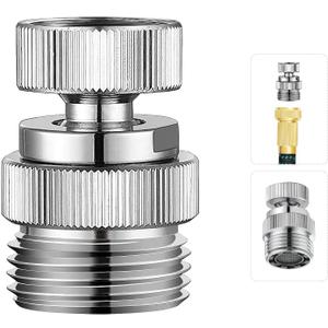 Brass Faucet to Hose Adapter with Aerator, 3/4" Faucet To Garden Hose Adapter, Swivel Faucet Adapter Kit, Sink to Hose Adapter for Kitchen&Bathroom, Chrome Finish