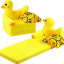 Duck Kids Couch Fold Out 2-in-1 Toddler Sofa Fold Out with Blanket, Soft Toddler Chair Comfy for Boys Girls Baby, Convertible Sofa to Lounger for Napping Reading Playing Christmas, Yellow