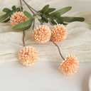 Floroom 5pcs Apricot Peach Faux Silk Mums Artificial Flowers, Bulk Fake Small Mini Chrysanthemums with Stems for DIY Wedding Centerpieces Floral Arrangements Vase Fillers Home Decorations