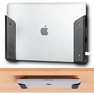 Under desk laptop mount,soft-protected edges, double-sided tape, 10 minutes install with this. Pair with our under desk laptop holder to hide laptop, router&cables ,keeping your desk clutter-free