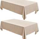 Fitable Faux Linen Beige Table Clothes 60 x 84 Inch - 2 Pack Neutral Tablecloths for Rectangle Tables, Faux Burlap Table Covers for Kitchen Dining, Wedding, Party, Farmhouse, Outdoor Picnic