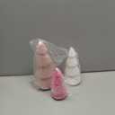 Pink White Christmas Table Decorations Indoor- 3 Pcs Flocked Velvet Christmas Trees with Lights, Modern Cone Christmas Tree Tabletop Centerpieces for Xmas Party Tabletop Mantel Tiered Tray Home Decor