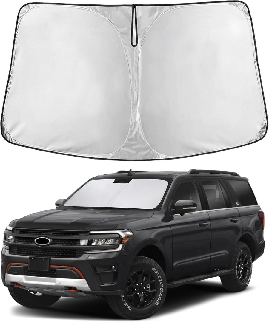 EcoNour Windshield Sunshade Compatible for Ford Expedititon 2018-2023 2024 2025, Sun Visor for Front Windshield & Window Sun Shade Cover, UV Heat Blocker & Protector, Car Accessories
