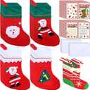 96 Pcs Christmas Favor Gifts 24 Pack 15" Felt Christmas Stockings Bulk 24 You've Been Socked Card with Envelope 24 Candy Cane Doorknob Hanging Ornaments for Family Xmas Present Party Decorations