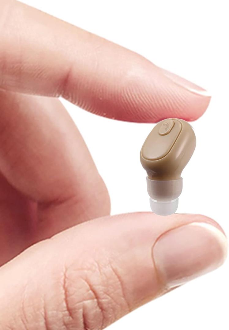 Single Bluetooth Wireless Earbud, Mini Invisible in-Ear Wireless Bluetooth Headphone 12 Hours Super Long Battery Life Suitable for Sports Work and Sleep- Beige