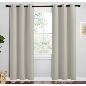 NICETOWN Kitchen 78 inches Long Curtains for Decoration, Natural, 2 Panels, 42 inches Wide, Thermal Insulated Grommet Room Darkening Draperies/Panels for Laundry