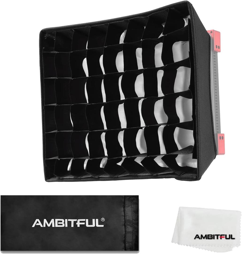 AMBITFUL LED Video Light Diffuser Honeycomb Grid Softbox Panel Light Softbox + Honeycomb Grid for LED Panel Light (35.5X 29.5cm/14''x11.6'')