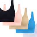5 Pack Women Seamless Wirefree Sport Bras Comfortable Wireless T-Shirts Bras Lightly No Underwire Push Up Bra (Medium, Z#07 Multicolor)