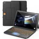 INFILAND Keyboard Case for Samsung Galaxy Tab A9+ 5G with 7-Color Backlight & High Precision Trackpad, Slim and Portable Detachable Folder Style Keyboard Case for Tab A9 Plus 11 inch, Black