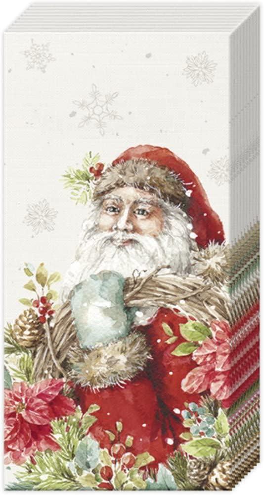 5 x IHR Ideal Home Range Pocket Tissues 4-Ply Facial Tissue Pack, 10-Count, Santa's Wreath (Cream), 1-Pack Only