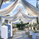 Outpain 50ftx20ft White Backdrop Ceiling Drapes, 10 Panels, 20ft Height, Wrinkle Free, Tent Draping Curtains, Polyester, Wedding, Birthday, Anniversary