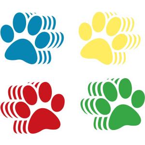 36 Pcs Paw Prints Cutouts, 6 Inch Large Size Dog Paw Print Cut Out Bulletin Board Decorations for Kids Educational School Classroom Home Craft Wall Decor Party Favor Supplies (4 Colors)