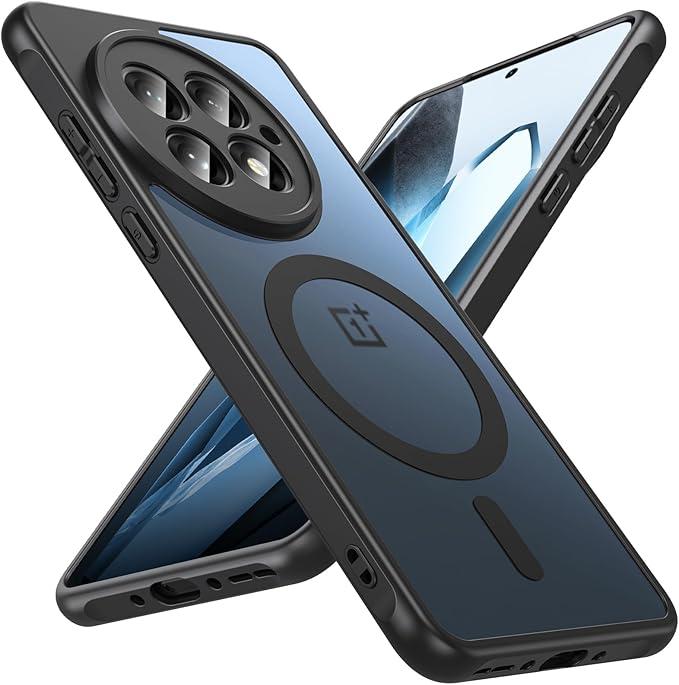 Hensinple Magnetic for OnePlus 13 Case [Compatible with MagSafe] Translucent Shockproof Slim Fit Military Grade Drop Proof Protection Anti-Fingerprint Cover Phone Case for OnePlus 13 5G 2025(Black)