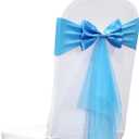 Polyester Stretch Chair Sashes Bands Organza Chair Sash Bows Spandex Bows for Party Birthday Hotel Romantic Wedding Banquets Decoration (Blue 6 PCS)