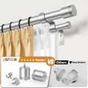 USFOOK Double Curtain Rods for Windows 66 to 120 Inch, Silver
