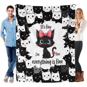 Cats Throw Blanket Cat Gifts for Women Soft Cozy Flannel Blankets for Home Decor Couch Bed Sofa for Birthday Christmas Cat Lover Mom 50x40''
