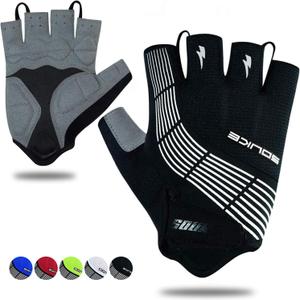 Souke Sports Cycling Bike Gloves - Padded Half Finger Bicycle Gloves with Shock-Absorbing, Anti-Slip, Breathable MTB & Road Biking Features for Men & Women (X-Large, Black-black)