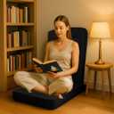 Friends Of Meditation 4-in-1 Folding Buddha Chair – Ergonomic Yoga Seat with Half-Moon Zafu, Detachable Lumbar Support & Carry Case – Black, 21 X 18 X 3 Inches