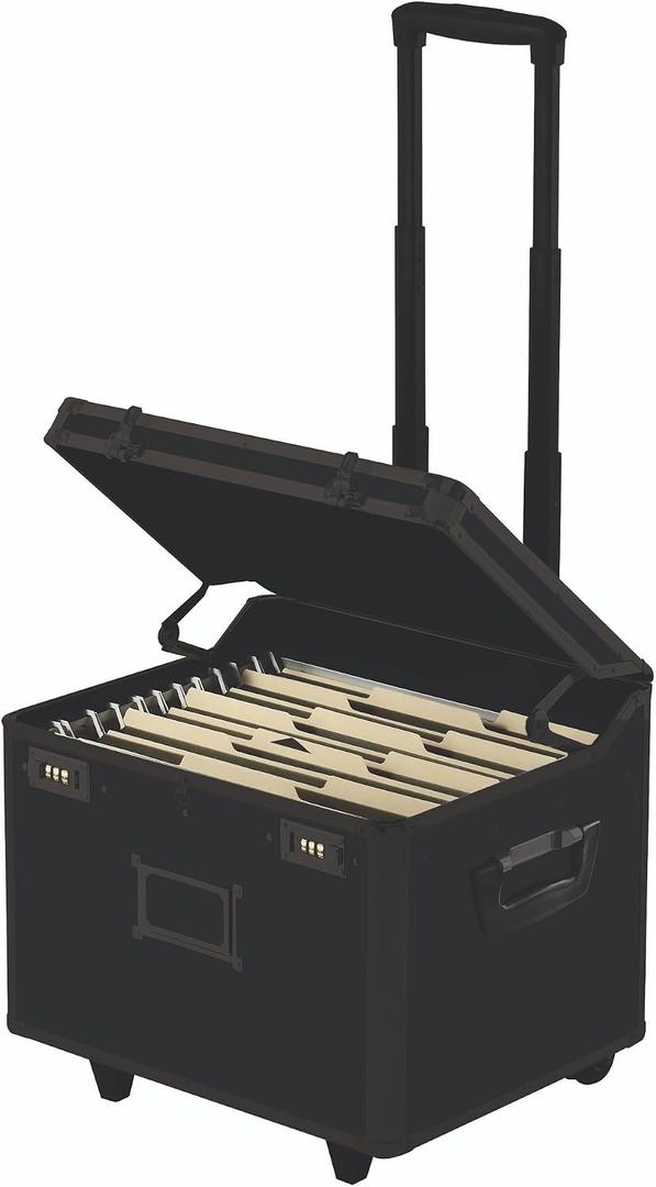 Vaultz Locking Mobile File Chest, Letter/Legal Size Storage Box, Black