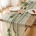 2 x Keketoarrange Sage Green Spring Table Runner Cheesecloth 120 Inch 10 FT Rustic Boho Cheese Cloth Runner for Wedding Baby Shower Bridal Shower Sheer Gauze Centerpiece Spring Summer Home Decorations