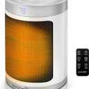SereneLife Portable Space Heater  1500W PTC Ceramic Electric Heater with Thermostat, Remote, 12-Hour Timer, 3 Heating Modes, Oscillation, Safe & Quiet for Home, Office, Bedroom (White)